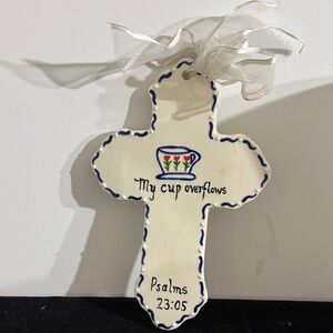 Decorative Cross with Ribbon and Psalm Verse